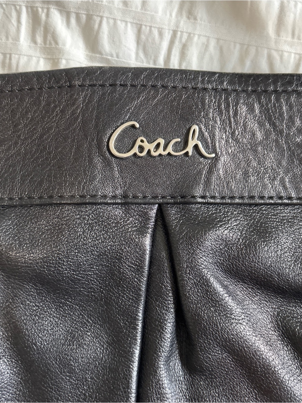 Coach Black Leather Shoulder Bag with Silver Hardware - Picture 3 of 3
